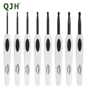 8pc Weaving Tool Sweater Knitting Needle ABS White Handle Black Aluminum Crochet Hooks Diy Household Weaving Set 2.5-6.0mm