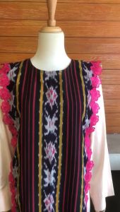 Minea outer renda full tenun Tazkia pink fuchia