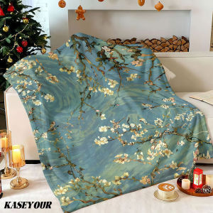 Beast Kingdom | Van Gogh Almond Blossoms Winter Summer Flannel Blanket Throw Fleece Soft Fuzzy Plush Cozy Fleece Blankets for Sofa Ideal Gifts