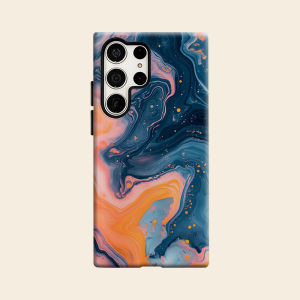 BILIBILI | blue orange fluid marble Luxury Fashion Full Lens Protective Case for Samsung Galaxy S26 S25 S24 A56 A36 Plus Ultra