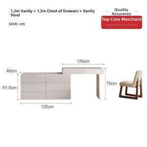 QUANMU | Modern Simple Bedroom Dressing Table Corner Small House With Lighted Mirror Storage Cabinet Integrated