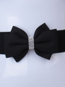 Bows Waist Seal Red Black Ladies Decoration with Jumpsuit Wide Diamond Inlaid Corset Waist Outer Wear Elastic Womens K-style