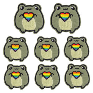 10PCS Wholesale Funny Frog Applique Embroidery Patch On Clothes Cute Animals Iron On Patches For Clothing Thermoadhesive Patches