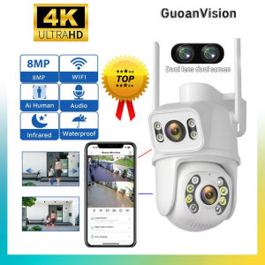 Guoan  8MP 4K WiFi Camera Dual-Lens AI Human Detection CCTV Camera Wireless Outdoor CCTV Video Wifi Surveillance Camera Security Protection PTZ IP Camera Camara Wifi Camera Wi Fi - Lazada