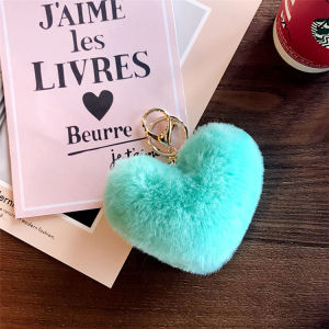 JIFANPAUL | Faux Rabbit Fur Heart-shaped Keychain Pendant