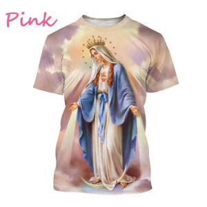 Easter Virgin Mary Goddess of Mercy 3D Print T-Shirt Christian Blessed Jesus God Tee Male Female Style Clothing Short Sleeve