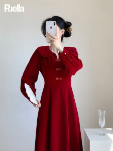 puella | Traditional Chinese Red Velvet Dress