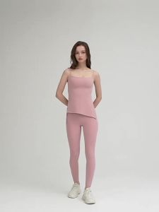 Penghantaran dari China [2025] Atasan Yoga Feel Slim Fit Bogel dengan Tali Serut dan Lipit Baju Yoga Pelangsingan untuk Wanita dengan Pelapik Dada Tetap dan Tali Vest Kecergasan 3.8
