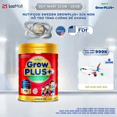 Sữa Bột Nutifood GrowPLUS+ Suy Dinh Dưỡng 400g - Hỗ Trợ Tăng Cân Tăng Chiều Cao (Lon 400g)