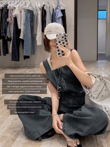 MEIYANG | Faded Cotton Denim Overalls Trousers