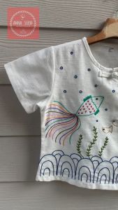 เสื้อผู้หญิง คอกลมผ้าฝ้าย ปักลายปลาทองสวยน่ารักซ้ำใคร แฮนด์เมด กระดุมจีนทนทานใช้งานง่าย สวมใส่สบายได้ทุกวัน