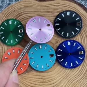 MOD Sterile 29mm Watch Dial Face Hands Set Luminous Black Blue Silver Orange Fit NH35 NH36 Movement Men Watch Accessories Part
