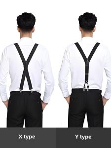 Adult Men Suit Shirt Strap Suspenders Mens and Elderly Pants Elastic Strap Clip Young People Retro Accessories
