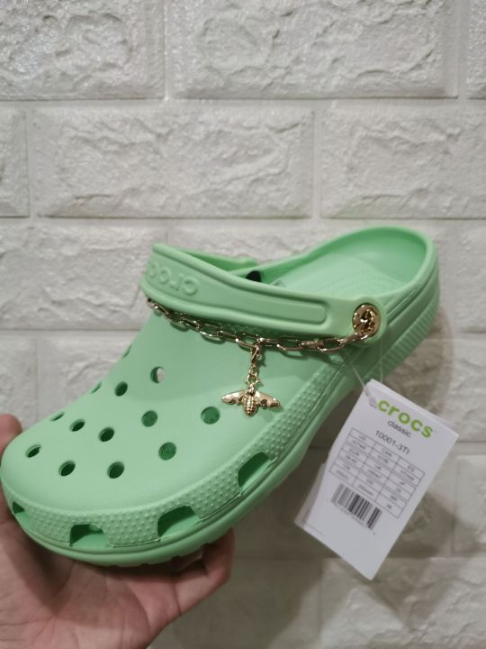 Crocs with butterfly gold chain mint green clogs M7W9 Lazada