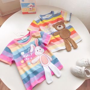 LS Show Childrens Tshirt Boys and Girls Tee Rainbow T-shirt Cotton Tshirt Cartoon Tshirt 80-140cm