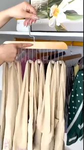 「Stock Ready In M’Sia」8 Hooks Hanger Solid Wood Stainless Steel Anti Slip Clothes Hook Sling Belt Neck Tie Bag Hanging Rack Wardrobe Hangers