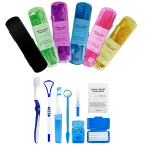 Dental Care Kits 8Pcs/Box Portable Orthodontic Tools Interdental Tooth Brush Tongue Scraper Floss Oral Hygiene Whitening Tools