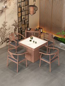 Song Style Solid Wood Square Dining Table Tea Set Home Use Card Game Table with Chairs Anxi County Paint Finish Quanzhou City