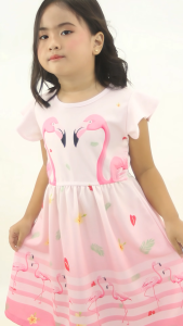 Noonie- Girls Dress (2-10Y) - Dress with Butterfly Sleeves 3D print