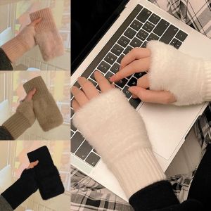 Mùa Đông Chồn Lông Cừu Găng tay hở ngón Phụ Nữ Ấm Sang Trọng Găng tay hở ngón dệt kim Cổ Tay Găng Tay Writting Găng Tay