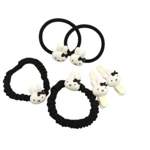 Miffy | Dây Buộc Tóc Hình Nơ Thỏ Miffy Cho Bé Gái Kẹp Tóc Hình Mỏ Vịt Hoạt Hình Màu Đen Dễ Thương Dây Buộc Tóc Phong Cách Ins Băng Đô Ngọt Ngào Dành Cho Bạn Thân