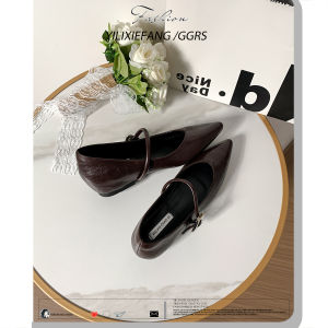 Elevated Heel Mary Janes Womens Shoes Pointed Toe Commuter Style Korean Fashion Ultrafine Fiber Upgraded Leather Interior