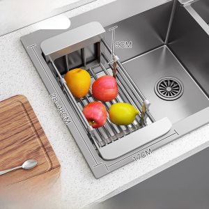 Kitchen Sink Drain Rack Vegetable Washing Basin Storage Shelf Retractable Water Drain Basket Utensils Organizer from Zhejiang