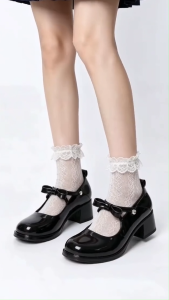 Ladies Black Shoes Elegant Glossy Finish Comfortable &Stylish Rubber Material Slip-On Design for Work Studentsand Everyday Wear