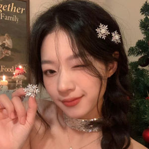 2ชิ้นฤดูใบไม้ร่วงและฤดูหนาว Ins หวีเสียบผมไข่มุกเกล็ดหิมะเกาหลีกิ๊บกิ๊บปากเป็ดเล็กหน้าผากเรียบหมวก