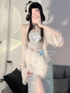 แปลกใหม่ สไตล์ เซ็กซี่ ชุดนอน ผู้หญิง บาง ผ้าไหม กระต่าย Fairy คอสเพลย์เครื่องแต่งกาย ชุดฮั่นฝู จีนโบราณ ผู้หญิง เซ็กซี่ Nightgown