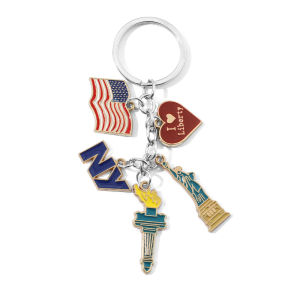 Bandai | Fashion National Flag Keychain Cartoon New York Statue of Liberty Metal Pendant Key Chain Accessories for Gifts