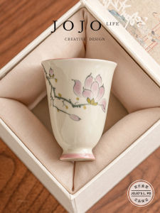 Hand-Painted Magnolia High-Leg Tea Cup Womens Single Cup Modern Simple Style Ceramic Tea Set from Mainland China  Style