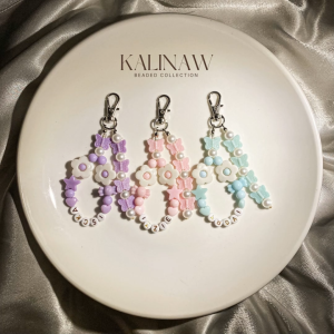 KALINAW Cute Customized Name Flower Candy Colored Beaded Keychain/ Phone Strap/ Lobster Clasp
