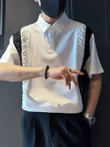 Áo Thun Nam Tay Ngắn Mùa Hè Màu Trắng Thời Trang Thường Ngày Dài Vừa Phải Cổ Polo Chất Liệu Polyester Trang Phục Công Sở