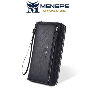 MENSPE Mens Long Wallet Soft PU Multi-Functional Wallet Large Capacity Purse Wrist Strap Design Phone Bag ID Credit Cards Holders Coin Pouch PU Leather Coin Bag Business Leisure Wallets
