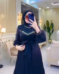 Dress Kondangan Sonnya Dress Ceruty Wanita Terbaru 2023 Kekinian Gamis Simple dan Elegan Lowprice