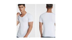 Men Adult Plain Color V-neck Singlet Baju Inner Lelaki Men Singlet Summer Wear Body Shape Ice Silk Cooling Shirt