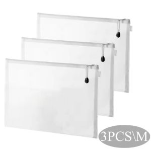 3pcs Mesh Zipper File Bag Toy storage bag building block puzzle sub-package bag Kids zipper transparent finishing storage box