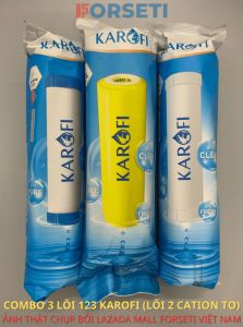 Combo 3 Lõi Lọc Nước 123 KAROFI - Lõi Số 1 Lõi 2 Cation Vàng Lõi Số 3 Dành Cho Nước Giếng Nước Cứng Nhiễm Đá Vôi