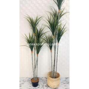 Pohon Hias Artificial Tanaman Daun Pandan Bali Lancip Hijau T140 X4 & T180 X5 Latex Cover Rotan Ulir Dekorasi Ruangan Aesthetic