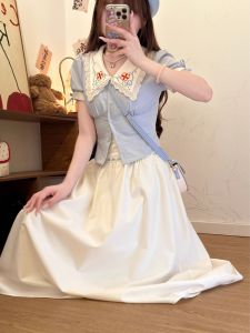 Tagkita | Sweet Lazy-style White Long Dress Set