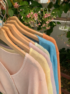 imimtuan | Áo Cardigan Knit Chống Nắng Màu Sơ Mi V