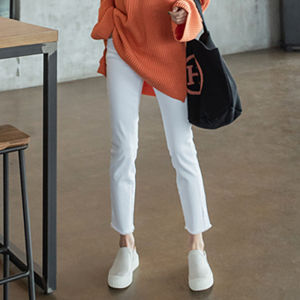 White Denim Womens Niche Style Cropped Pants Straight-Leg Pants High Waist Black Pants Small Slimming Retro Cigarette Pants