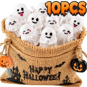 10Pcs Halloween Ghost Mini Ornament Figurine Gift for Friends Office Desk Festive Cake Topper Room Aesthetic Ornament