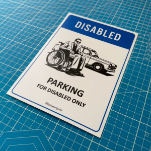 Notice Parking For Disabled Only. Sign Label Notice Signage. Laminated Waterproof Scratch Resistant. Suitable for Indoor and Outdoor.