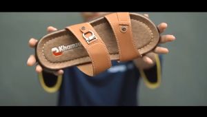 Sandal Pria Selop Kulit Casual Khamzo K01 Slide Slop Tan