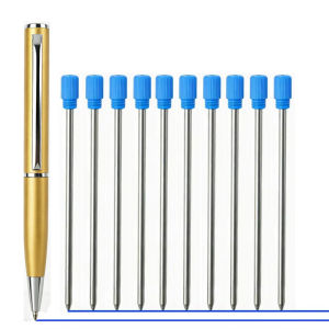 Portable Mini Metal Ballpoint Pen Set Slim Pocket Twist Pen + 10 Extra Refills Compact Tiny Writing Pen for Wallet Pocket