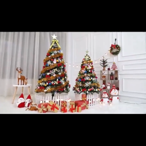 Artificial Christmas Tree - with LED Lights Foldable Design & Metal Frame PVC Material for Easy Storage | Pokok Krismas Decor
