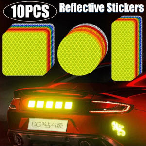 10PCS Car Stickers Reflective Warning Safety Tape Strips Anti Collision Warning Reflective Stickers Auto Trunk Decor Accessories