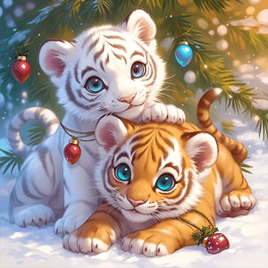 HUACAN Diamond Mosaic News 2027 Tiger Animal Full Kits Square Round Handmade Diamond Painting Kits Snow Wall Decoration